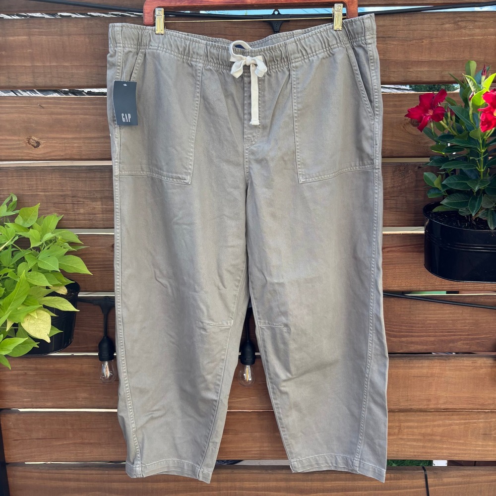 Gap Pull On Barrel Pant Womens XXL Khaki NWT Elastic Waist Utility Pocket